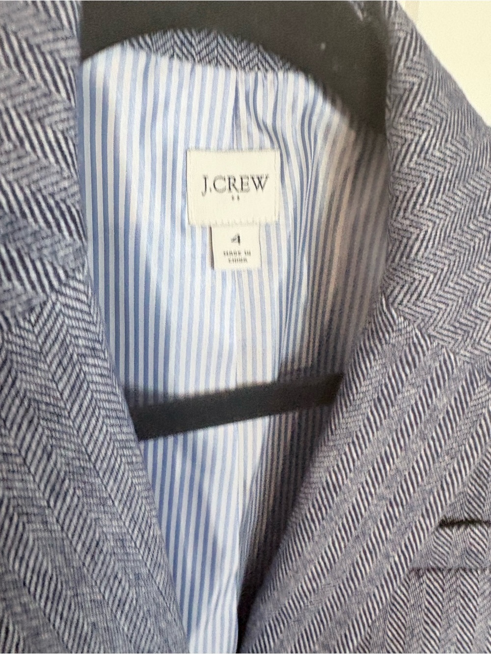 J.Crew Factory Herringbone Wool Blend Schoolboy Blazer Blue Size 4 - Picture 4 of 12